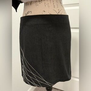 Vintage Necessary Objects Ribbed Mini Skirt w/Abstract Design - Skirt Only
